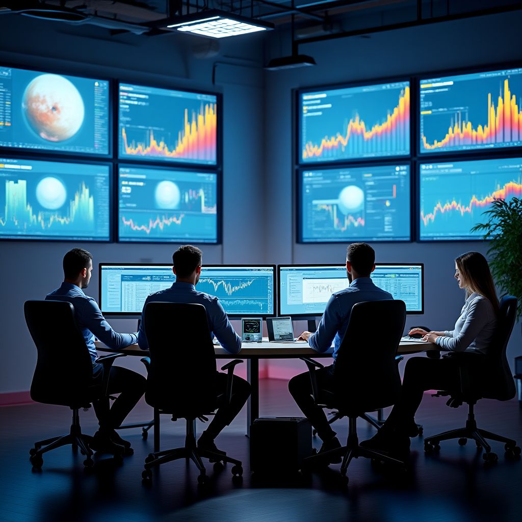 Equipo de investigación analizando datos
